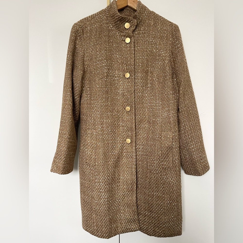 Banana Republic Brown Tweed Button-Front Trench Coat